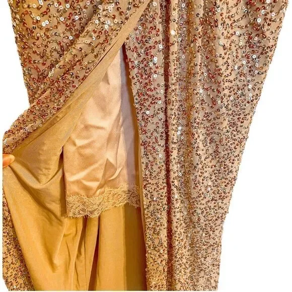 Jonathan Simkhai Speckled Sequin Wrap Dress in Gold